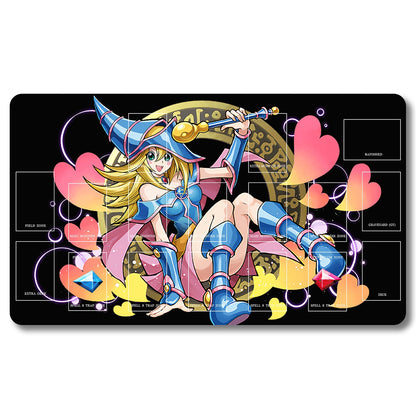 YUGIOH Dark Magician Girl Playmat - Yugioh Size 23.6X13.7in Play mats Compatible for TCG OCG CCG Trading Card Game