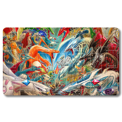 YUGIOH Blue-Eyes White Dragon Playmat - Yugioh Size 23.6X13.7in Play mats Compatible for TCG OCG CCG Trading Card Game