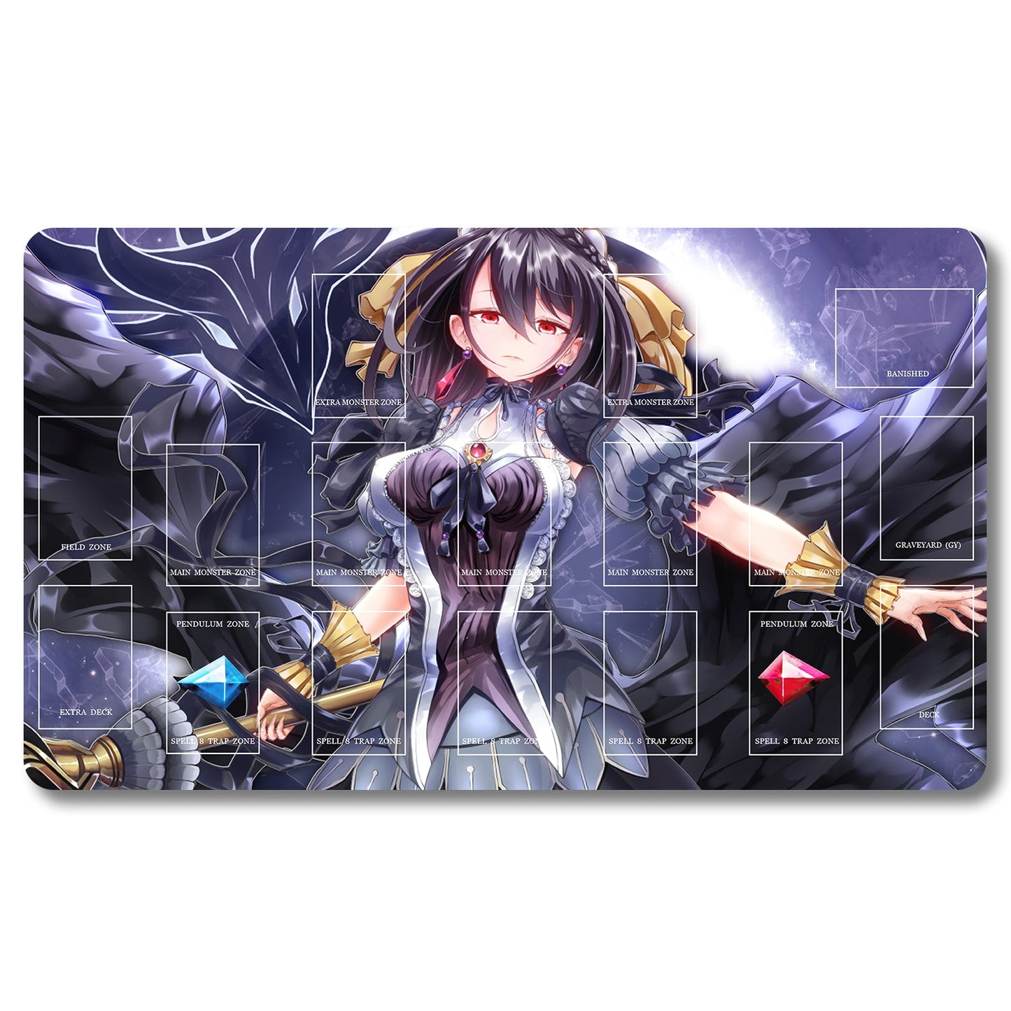 Board Game Underworld Goddess of the Closed World Playmat - Yugioh Size 23.6X13.7in Play mats Compatible for TCG OCG CCG Trading Card Game