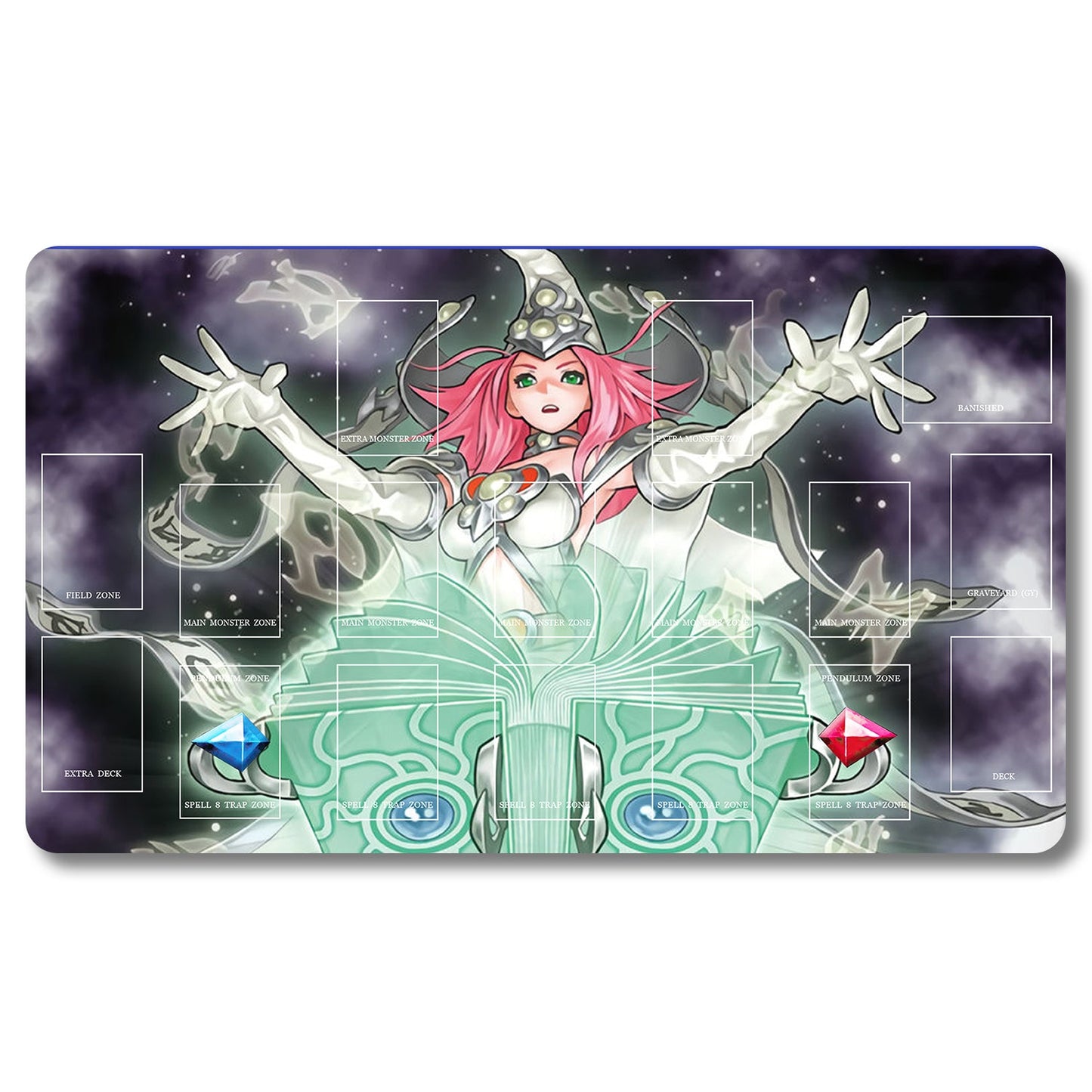 Board Game The Magic Book of Law Playmat- Yugioh  Size 23.6X13.7in Play mats Compatible for TCG OCG CCG Trading Card Game