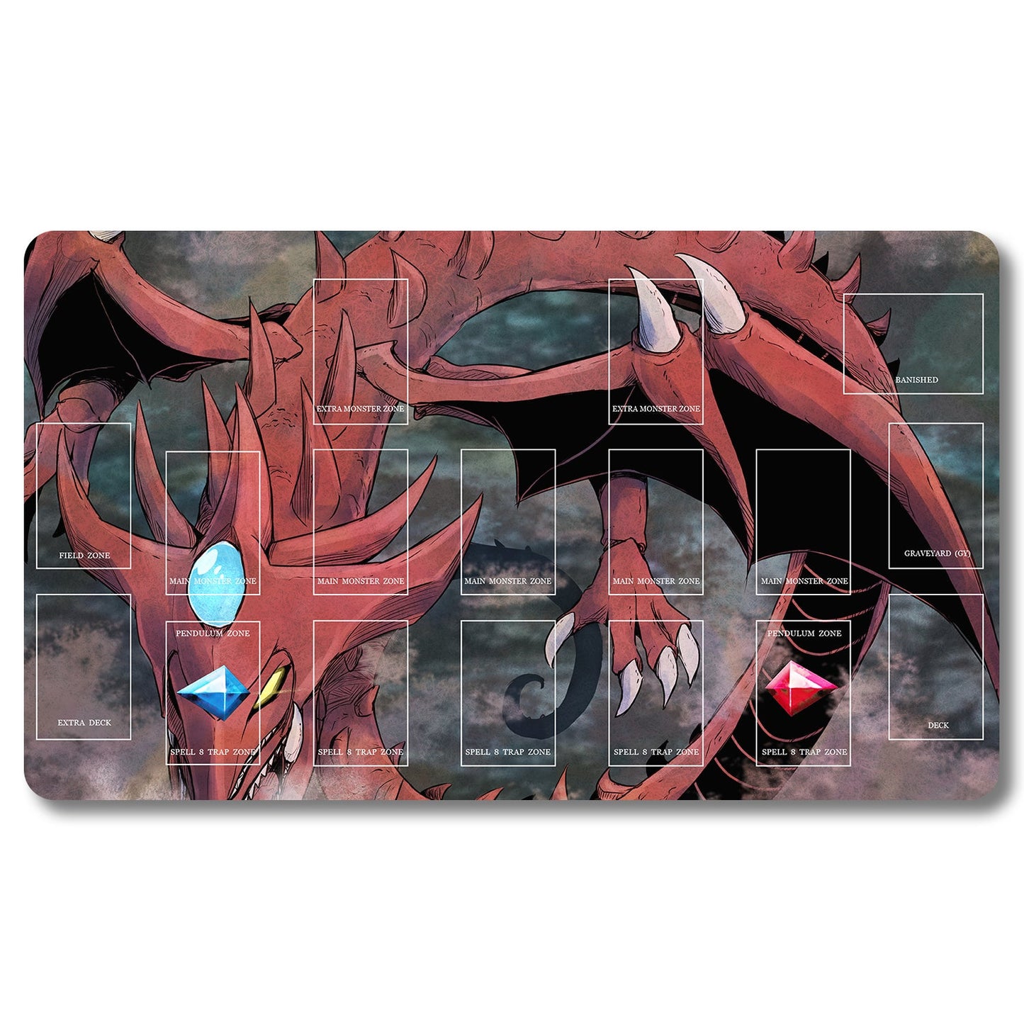 YUGIOH Slifer the Sky Dragon Playmat - Yugioh Size 23.6X13.7in Play mats Compatible for TCG OCG CCG Trading Card Game
