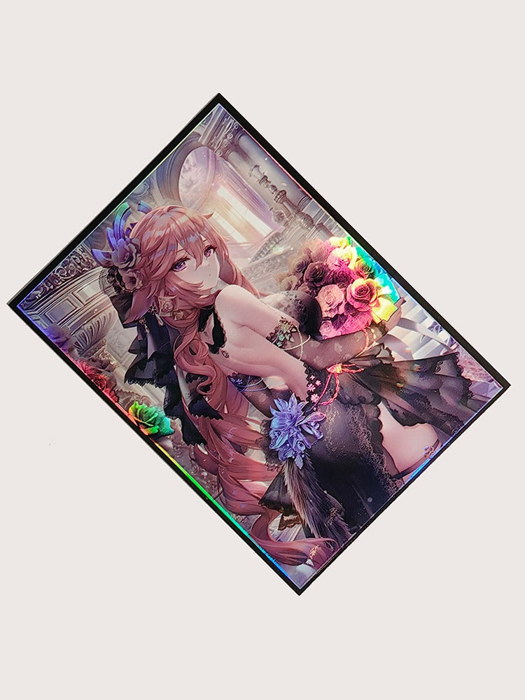 Yae Miko Black Wedding Dress Genshin Impact Holographic Card Sleeves
