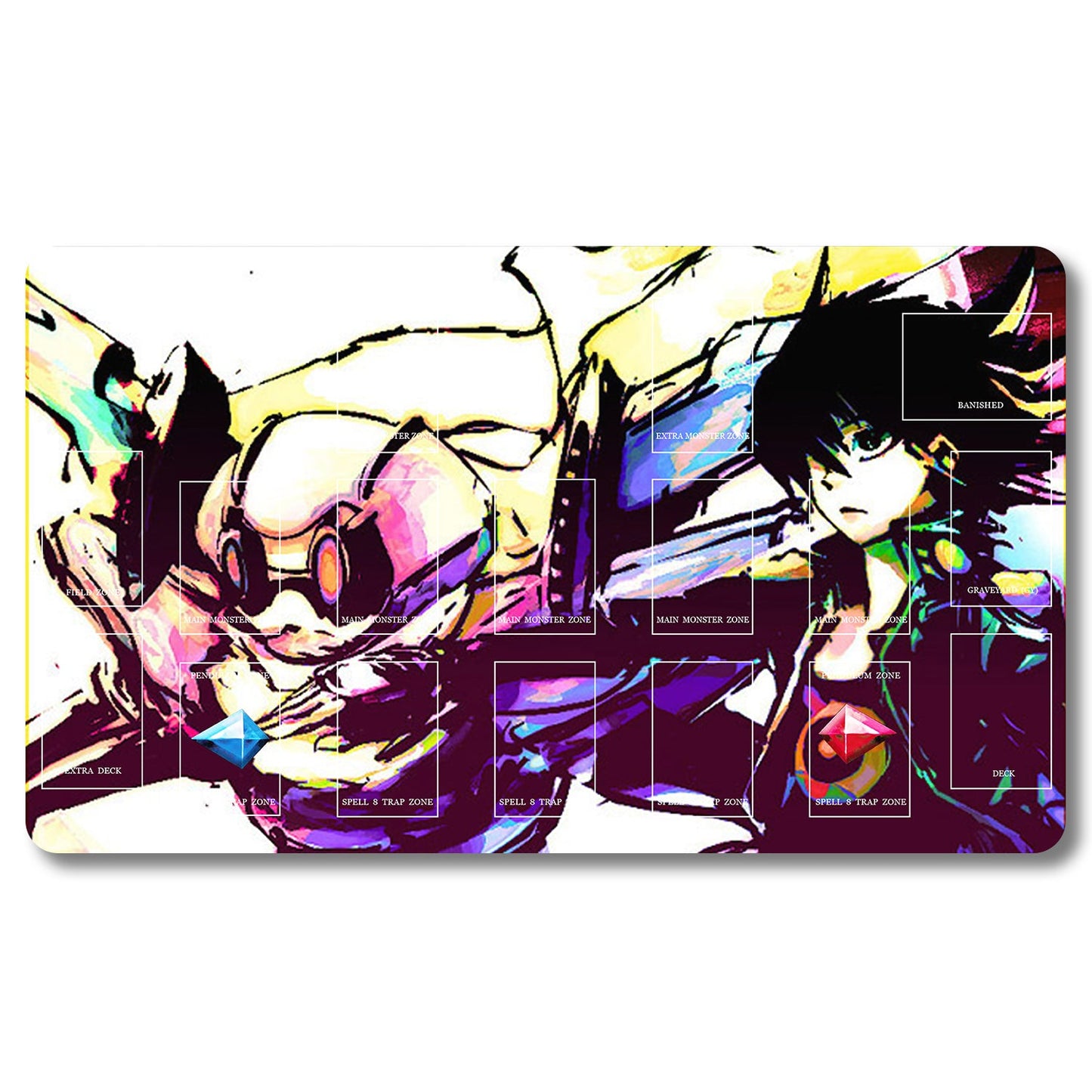 Board Game Yugi Muto Playmat - Yugioh Size 23.6X13.7in Play mats Compatible for TCG OCG CCG Trading Card Game