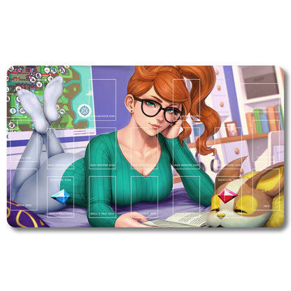 Board Game Peripheral - kw58jd_result- Yugioh Playmat Size 23.6X13.7in Play mats Compatible for TCG OCG CCG Trading Card Game