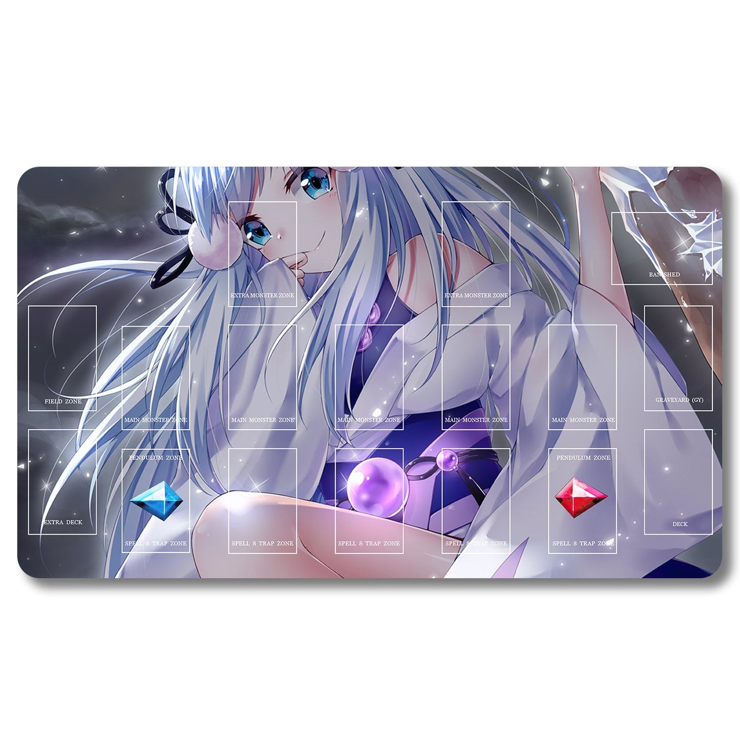 Board Game Silent Magician Playmat - Yugioh Size 23.6X13.7in Play mats Compatible for TCG OCG CCG Trading Card Game