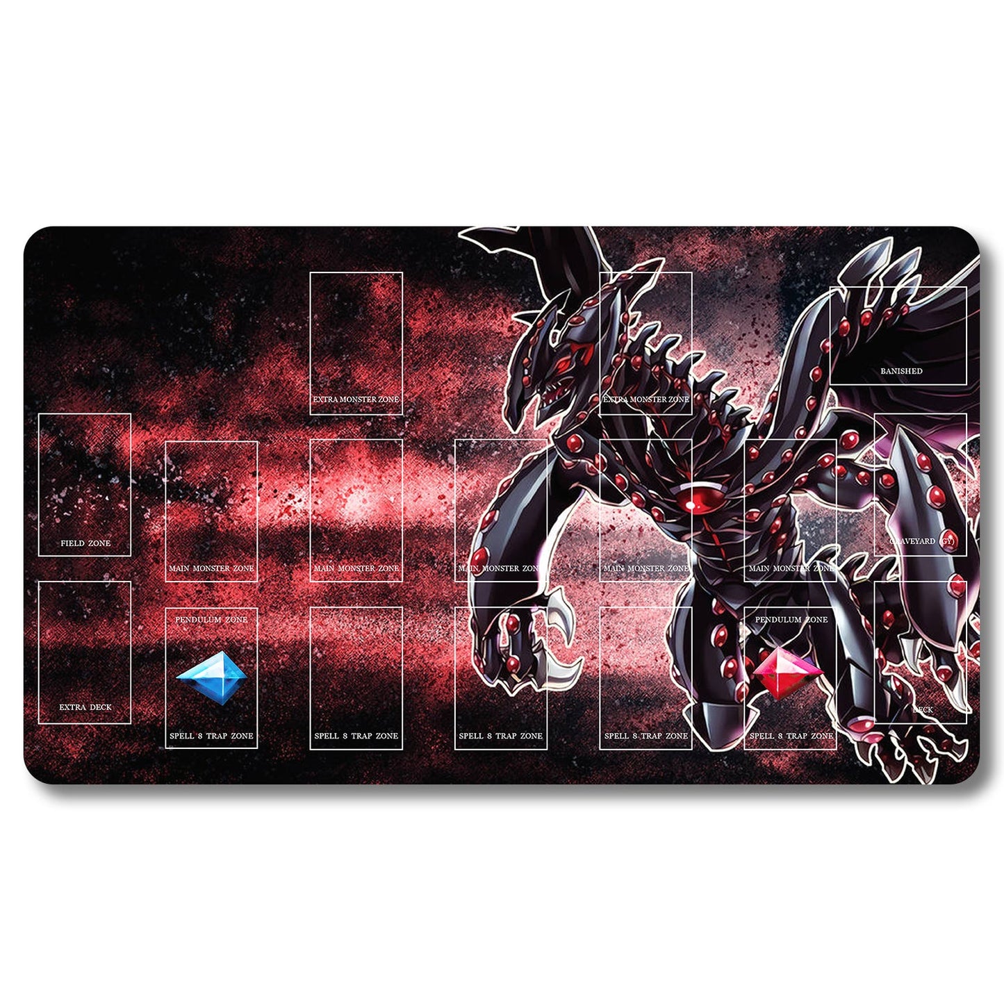 YUGIOH Gandora Giga Rays the Dragon of Destruction Playmat - Yugioh Size 23.6X13.7in Play mats Compatible for TCG OCG CCG Trading Card Game