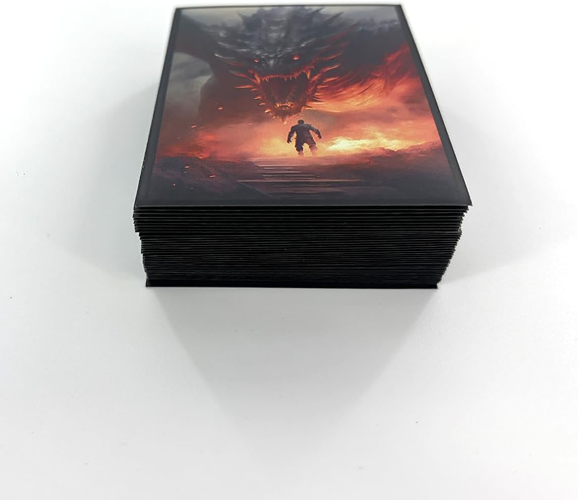 100 PCS TCG/MTG Card Sleeves, Matte Back Anti-Slip & Easy Shuffling Applicable to OCG CCG DTCG PTCG, 2.6 x 3.6 in Standard Size Cards (Dragon Roar)