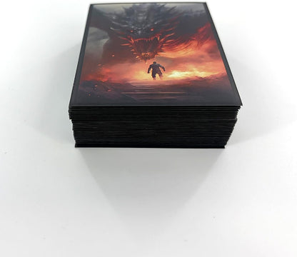 100 PCS TCG/MTG Card Sleeves, Matte Back Anti-Slip & Easy Shuffling Applicable to OCG CCG DTCG PTCG, 2.6 x 3.6 in Standard Size Cards (Dragon Roar)