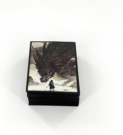 100 PCS TCG/MTG Card Sleeves, Sleeves Size is 2.6 x 3.6 in Applicable to OCG CCG DTCG PTCG, Fit Standard Size Cards (Black Dragon)