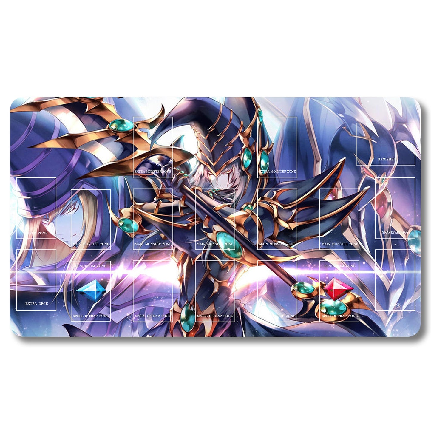 YUGIOH Dark Magician Playmat - Yugioh Size 23.6X13.7in Play mats Compatible for TCG OCG CCG Trading Card Game