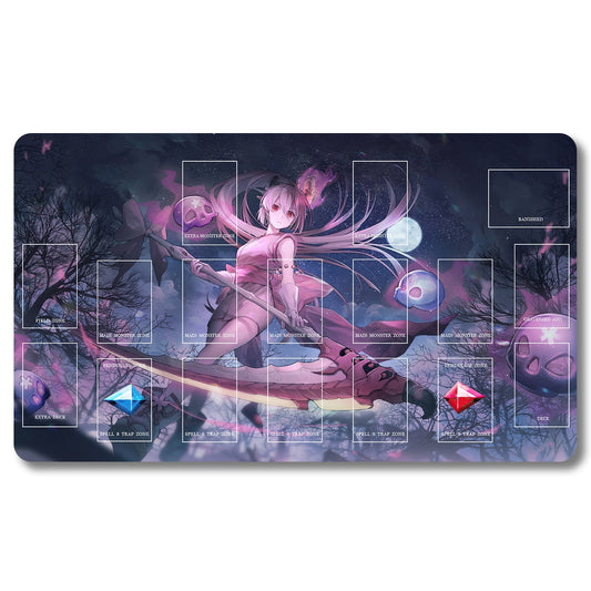 YUGIOH Blood Sakura of the Netherworld Playmat- Yugioh  Size 23.6X13.7in Play mats Compatible for TCG OCG CCG Trading Card Game