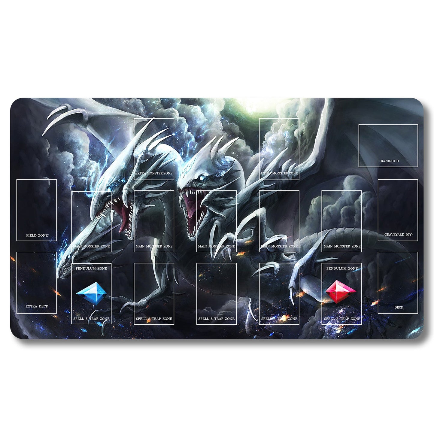 YUGIOH Neo Blue-Eyes Ultimate Dragon Playmat - Yugioh Size 23.6X13.7in Play mats Compatible for TCG OCG CCG Trading Card Game