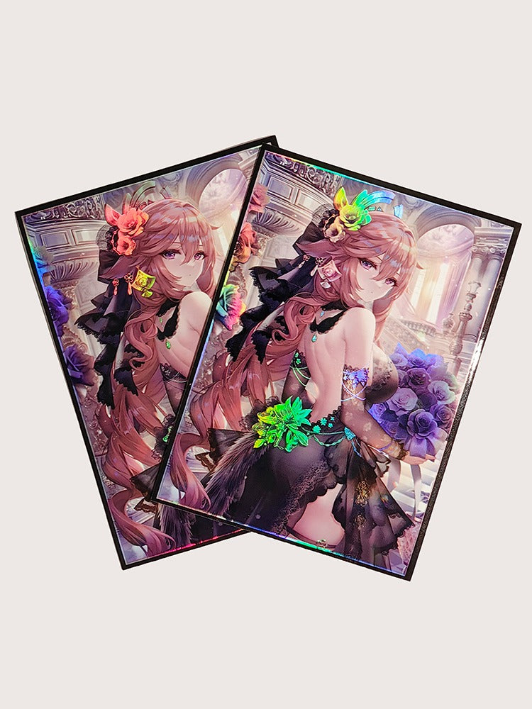 Yae Miko Black Wedding Dress Genshin Impact Holographic Card Sleeves