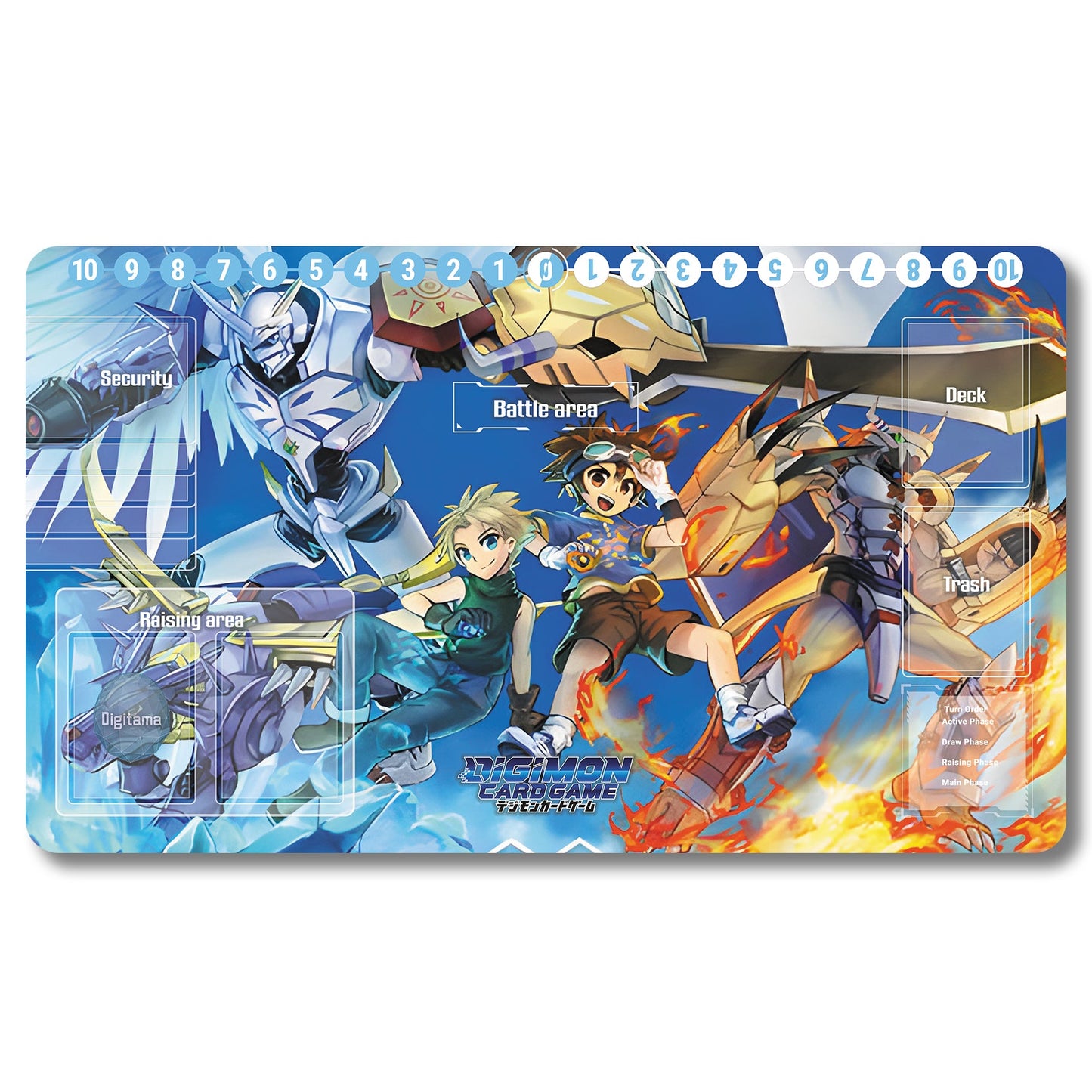 Board Game War Greymon Playmat - Digimon Size 23.6X13.7in Play mats Compatible for TCG DTCG CCG Trading Card Game
