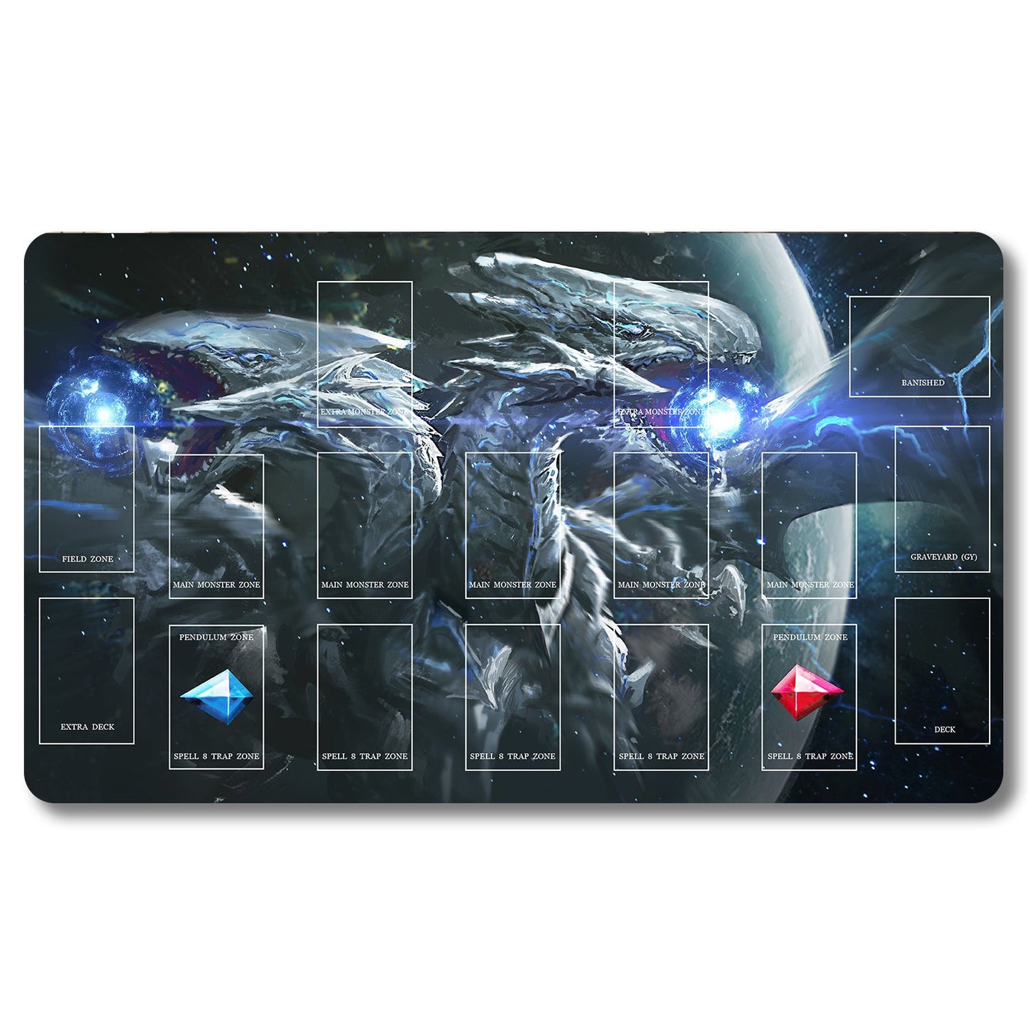 Board Game Cyber End Dragon Playmat- Yugioh Size 23.6X13.7in Play mats Compatible for TCG OCG CCG Trading Card Game