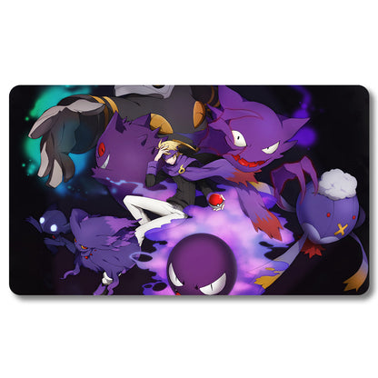 PTCG Gastly Playmat - Pokemon Size 23.6X13.7in Play mats Compatible for TCG MTG RPG CCG Trading Card Game