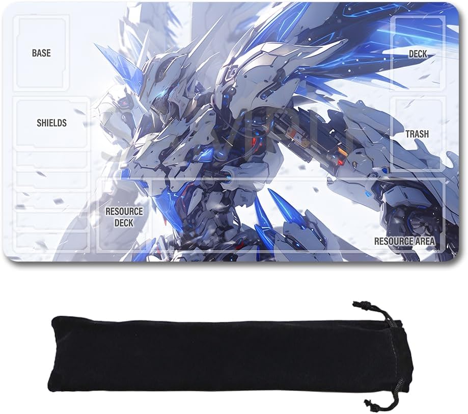 GCG Playmats with Zones - 24"x14" Unofficial GCG Card Game Mat New Player Gundam Playmat  Compatible TCG Player Include Storage Bag (GAODA (15)-Zone)