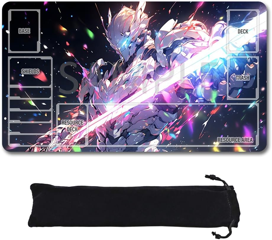 GCG Playmats with Zones - 24"x14" Unofficial GCG Card Game Mat New Player Gundam Playmat  Compatible TCG Player Include Storage Bag (GAODA (17)-Zone)