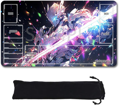 GCG Playmats with Zones - 24"x14" Unofficial GCG Card Game Mat New Player Gundam Playmat  Compatible TCG Player Include Storage Bag (GAODA (17)-Zone)