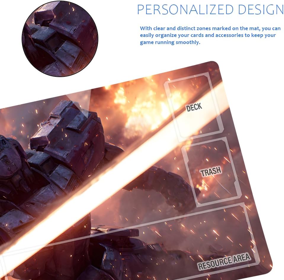GCG Playmats with Zones - 24"x14" Unofficial GCG Card Game Mat New Player Gundam Playmat  Compatible TCG Player Include Storage Bag (GAODA (13)-Zone)