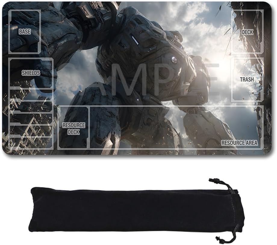 GCG Playmats with Zones - 24"x14" Unofficial GCG Card Game Mat New Player Gundam Playmat  Compatible TCG Player Include Storage Bag (GAODA (2)-Zone)