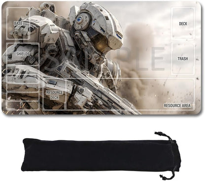 GCG Playmats with Zones - 24"x14" Unofficial GCG Card Game Mat New Player Gundam Playmat  Compatible TCG Player Include Storage Bag (GAODA (15)-Zone)