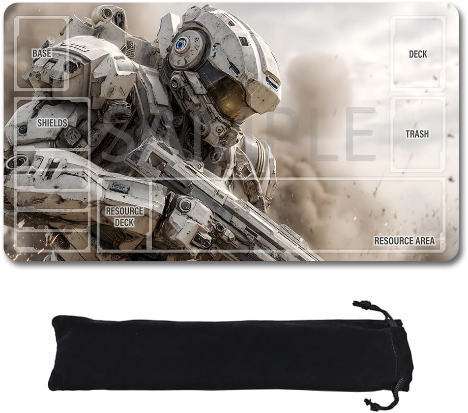 GCG Playmats with Zones - 24"x14" Unofficial GCG Card Game Mat New Player Gundam Playmat  Compatible TCG Player Include Storage Bag (GAODA (4)-Zone)