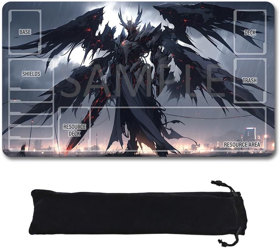 GCG Playmats with Zones - 24"x14" Unofficial GCG Card Game Mat New Player Gundam Playmat  Compatible TCG Player Include Storage Bag (GAODA (3)-Zone)