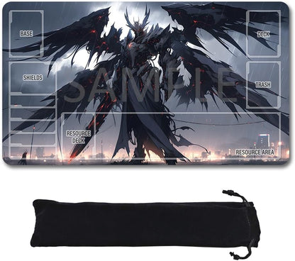 GCG Playmats with Zones - 24"x14" Unofficial GCG Card Game Mat New Player Gundam Playmat  Compatible TCG Player Include Storage Bag (GAODA (19)-Zone)