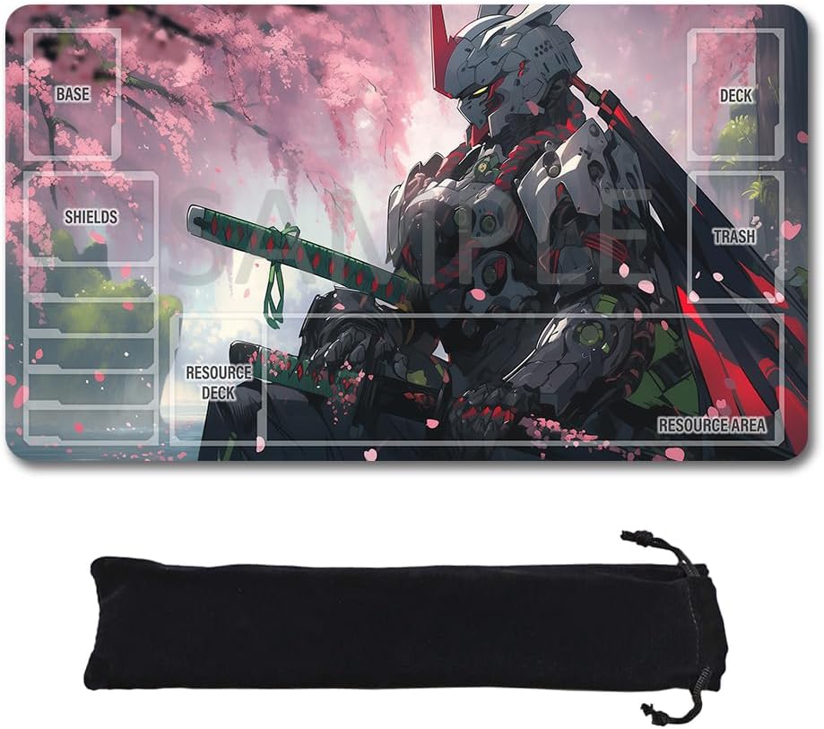 GCG Playmats with Zones - 24"x14" Unofficial GCG Card Game Mat New Player Gundam Playmat  Compatible TCG Player Include Storage Bag (GAODA (2)-Zone)