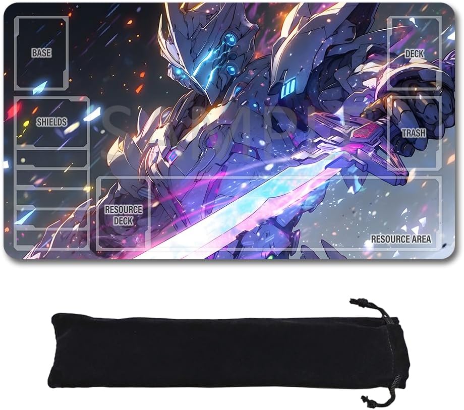 GCG Playmats with Zones - 24"x14" Unofficial GCG Card Game Mat New Player Gundam Playmat  Compatible TCG Player Include Storage Bag (GAODA (17)-Zone)