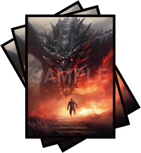 100 PCS TCG/MTG Card Sleeves, Matte Back Anti-Slip & Easy Shuffling Applicable to OCG CCG DTCG PTCG, 2.6 x 3.6 in Standard Size Cards (Dragon Roar)