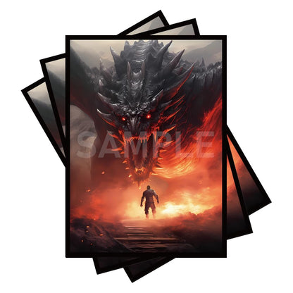 100 PCS TCG/MTG Card Sleeves, Matte Back Anti-Slip & Easy Shuffling Applicable to OCG CCG DTCG PTCG, 2.6 x 3.6 in Standard Size Cards (Dragon Roar)