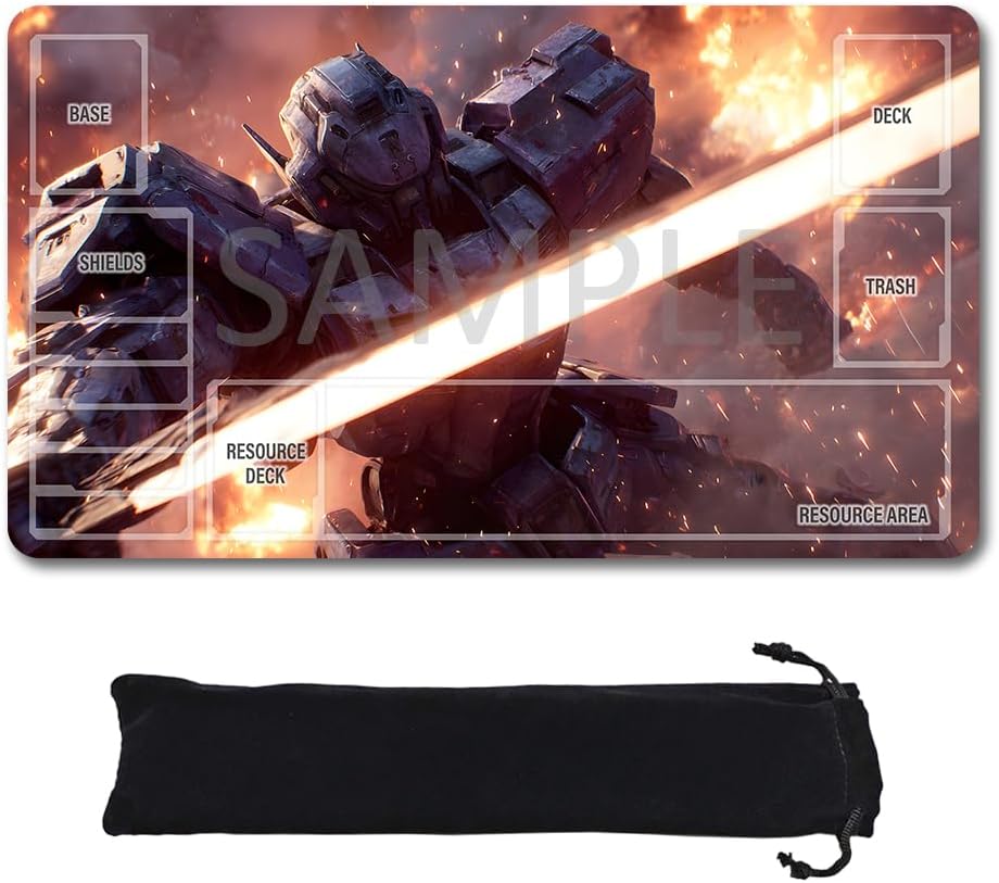 GCG Playmats with Zones - 24"x14" Unofficial GCG Card Game Mat New Player Gundam Playmat  Compatible TCG Player Include Storage Bag (GAODA (15)-Zone)