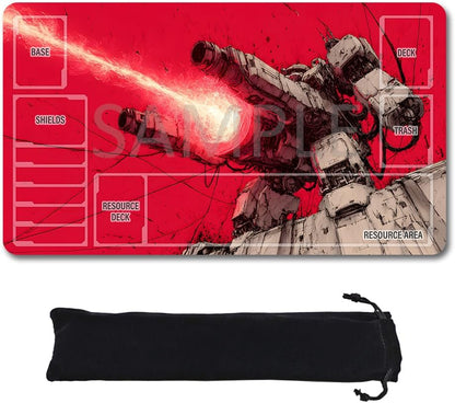 GCG Playmats with Zones - 24"x14" Unofficial GCG Card Game Mat New Player Gundam Playmat  Compatible TCG Player Include Storage Bag (GAODA (17)-Zone)