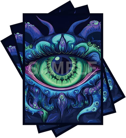 100 PCS TCG/MTG Card Sleeves, Matte Back Anti-Slip & Easy Shuffling Applicable to OCG CCG DTCG PTCG, 2.6 x 3.6 in Standard Size Cards (Eye)