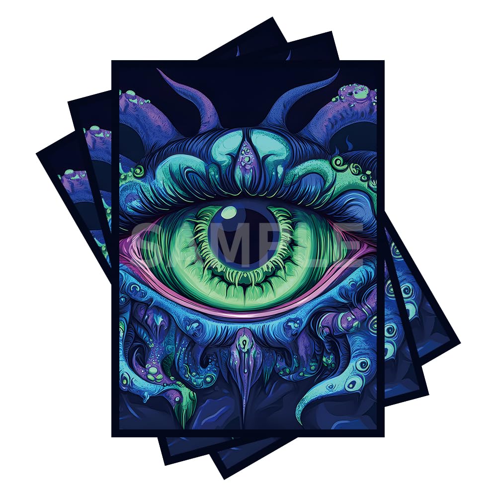 100 PCS TCG/MTG Card Sleeves, Matte Back Anti-Slip & Easy Shuffling Applicable to OCG CCG DTCG PTCG, 2.6 x 3.6 in Standard Size Cards (Eye)