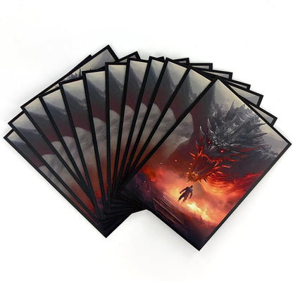 100 PCS TCG/MTG Card Sleeves, Matte Back Anti-Slip & Easy Shuffling Applicable to OCG CCG DTCG PTCG, 2.6 x 3.6 in Standard Size Cards (Dragon Roar)