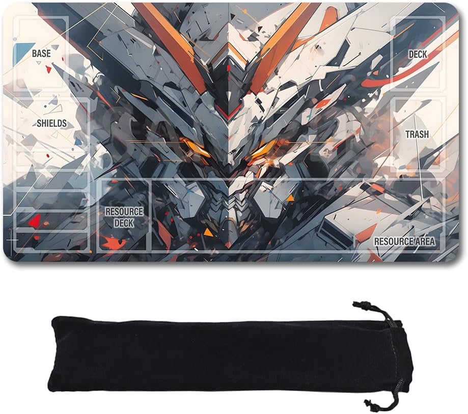 GCG Playmats with Zones - 24"x14" Unofficial GCG Card Game Mat New Player Gundam Playmat  Compatible TCG Player Include Storage Bag (GAODA (2)-Zone)
