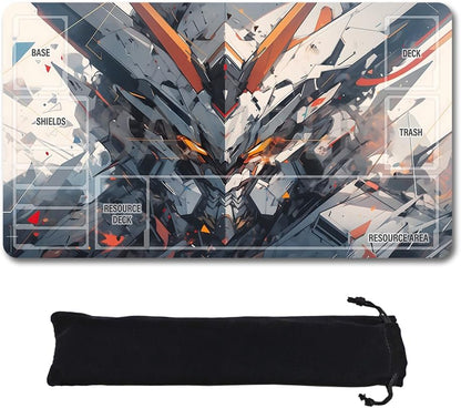 GCG Playmats with Zones - 24"x14" Unofficial GCG Card Game Mat New Player Gundam Playmat  Compatible TCG Player Include Storage Bag (GAODA (2)-Zone)