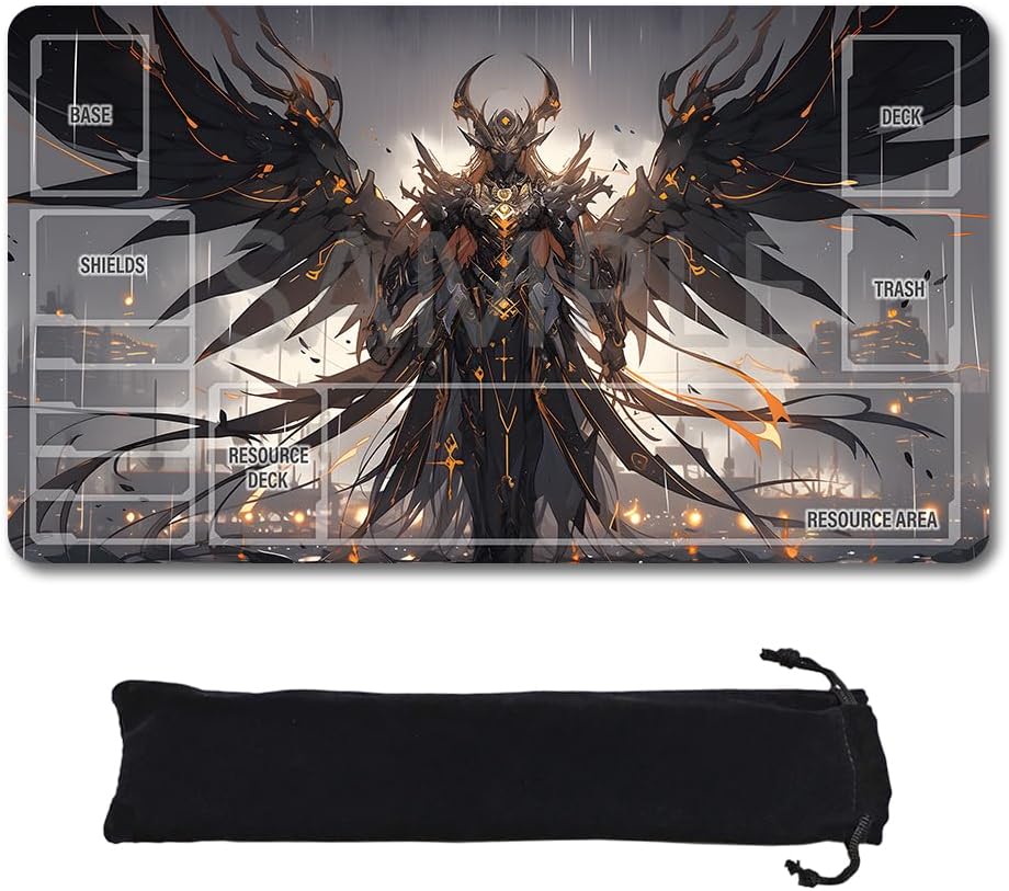GCG Playmats with Zones - 24"x14" Unofficial GCG Card Game Mat New Player Gundam Playmat  Compatible TCG Player Include Storage Bag (GAODA (17)-Zone)