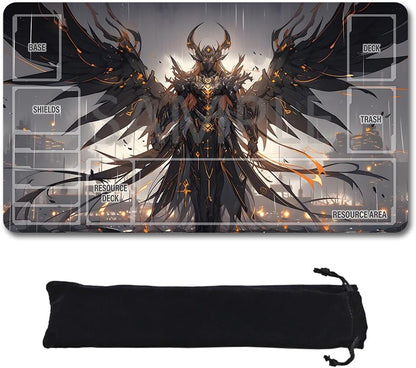 GCG Playmats with Zones - 24"x14" Unofficial GCG Card Game Mat New Player Gundam Playmat  Compatible TCG Player Include Storage Bag (GAODA (4)-Zone)