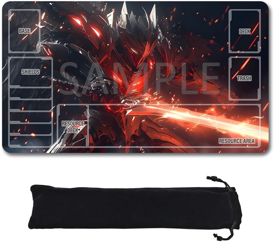 GCG Playmats with Zones - 24"x14" Unofficial GCG Card Game Mat New Player Gundam Playmat  Compatible TCG Player Include Storage Bag (GAODA (4)-Zone)