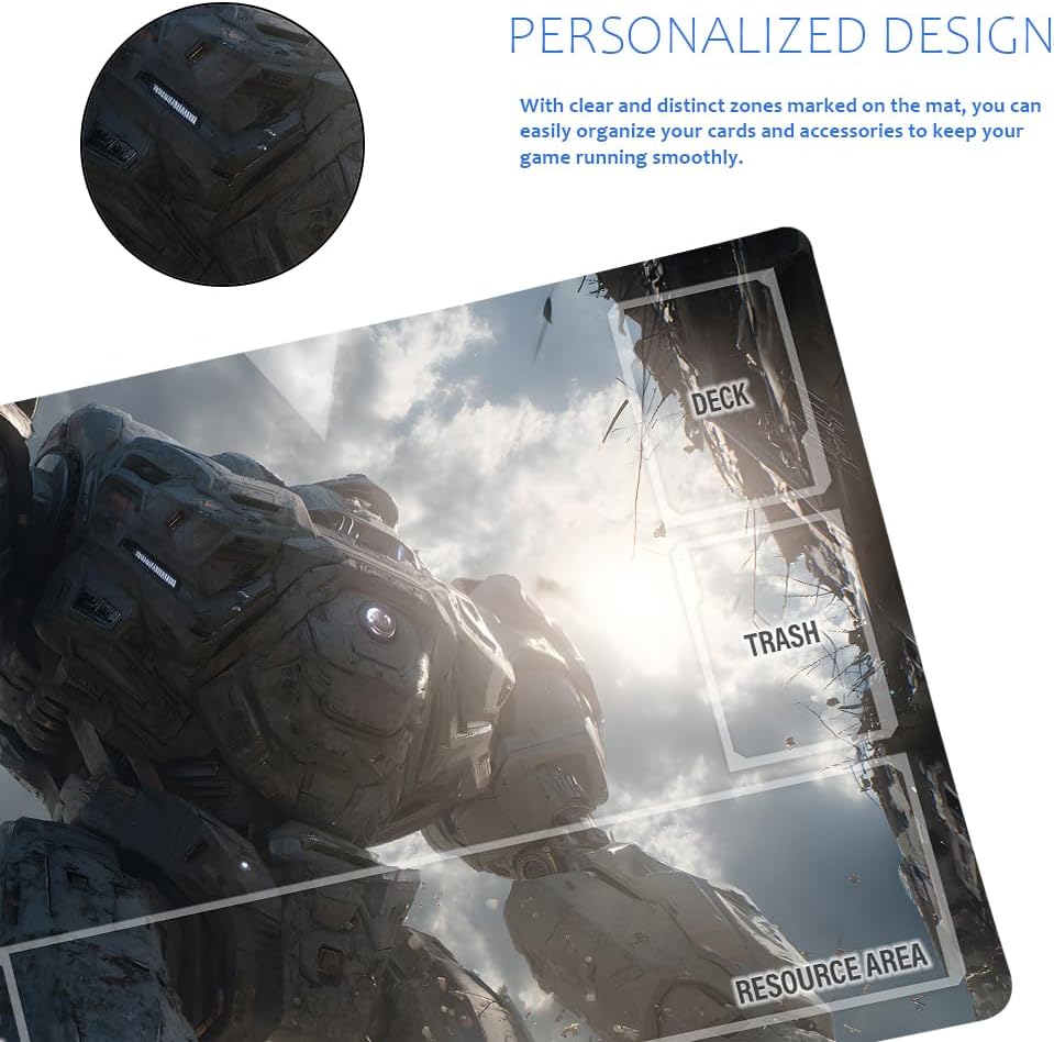 GCG Playmats with Zones - 24"x14" Unofficial GCG Card Game Mat New Player Gundam Playmat  Compatible TCG Player Include Storage Bag (GAODA (17)-Zone)