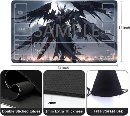 GCG Playmats with Zones - 24"x14" Unofficial GCG Card Game Mat New Player Gundam Playmat  Compatible TCG Player Include Storage Bag (GAODA (6)-Zone)