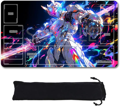 GCG Playmats with Zones - 24"x14" Unofficial GCG Card Game Mat New Player Gundam Playmat  Compatible TCG Player Include Storage Bag (GAODA (12)-Zone)