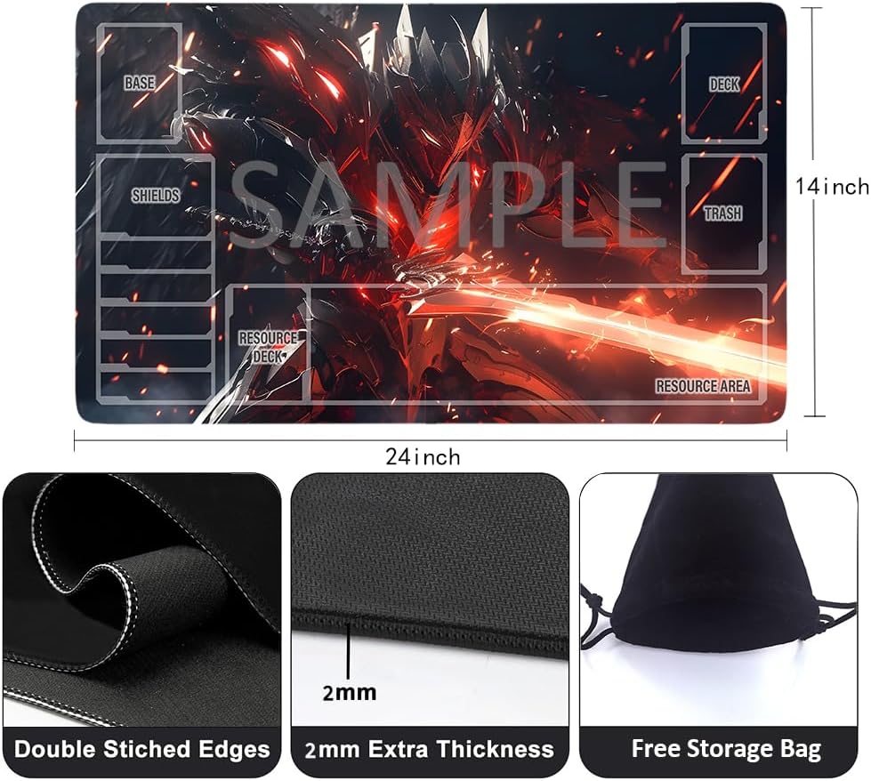 GCG Playmats with Zones - 24"x14" Unofficial GCG Card Game Mat New Player Gundam Playmat  Compatible TCG Player Include Storage Bag (GAODA (16)-Zone)