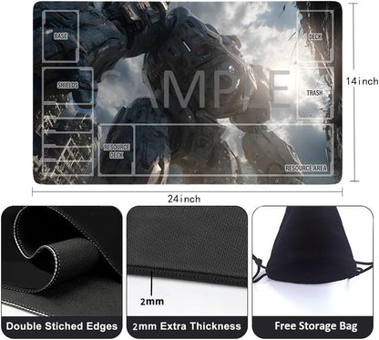 GCG Playmats with Zones - 24"x14" Unofficial GCG Card Game Mat New Player Gundam Playmat  Compatible TCG Player Include Storage Bag (GAODA (17)-Zone)