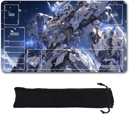 GCG Playmats with Zones - 24"x14" Unofficial GCG Card Game Mat New Player Gundam Playmat  Compatible TCG Player Include Storage Bag (GAODA (12)-Zone)