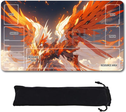 GCG Playmats with Zones - 24"x14" Unofficial GCG Card Game Mat New Player Gundam Playmat  Compatible TCG Player Include Storage Bag (GAODA (13)-Zone)
